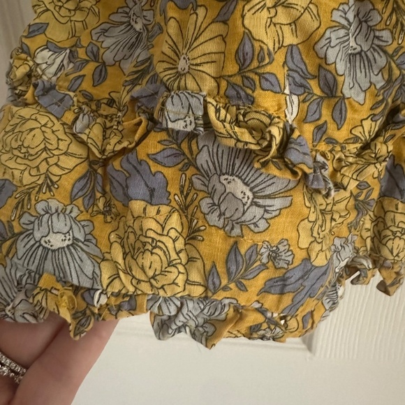 Joie 2T Toddler Dress Yellow with Floral Pattern Buttons Ruffles - Picture 5 of 6